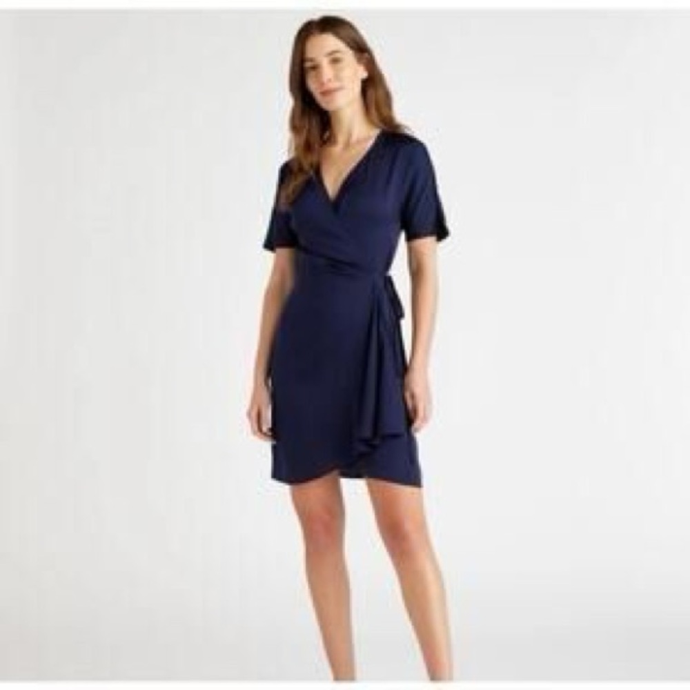 Quince Navy Blue Wrap Mini Dress-XL BUT FITS LIKE A SIZE MEDIUM